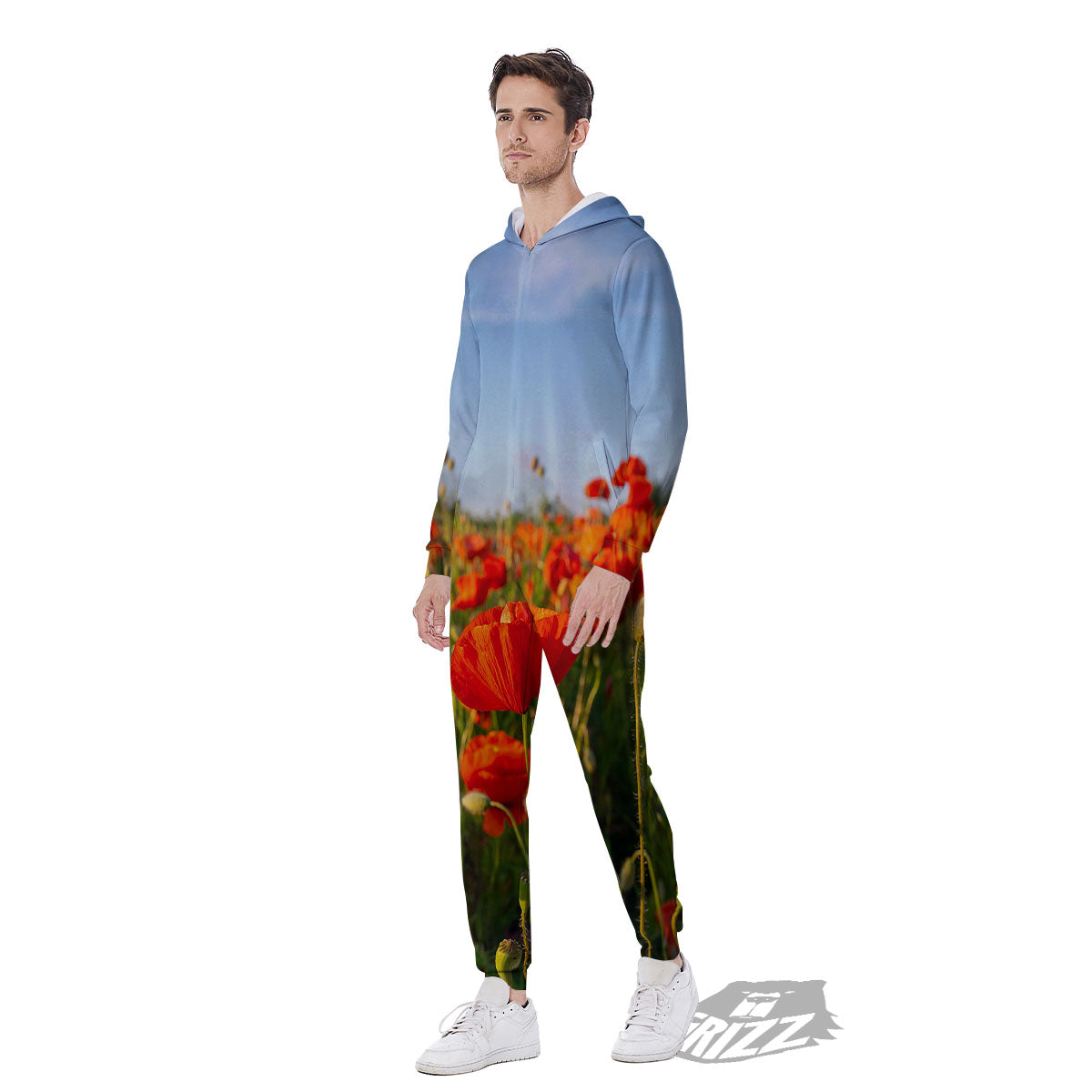 Remembrance Poppy Day Print Men's Jumpsuit-grizzshop