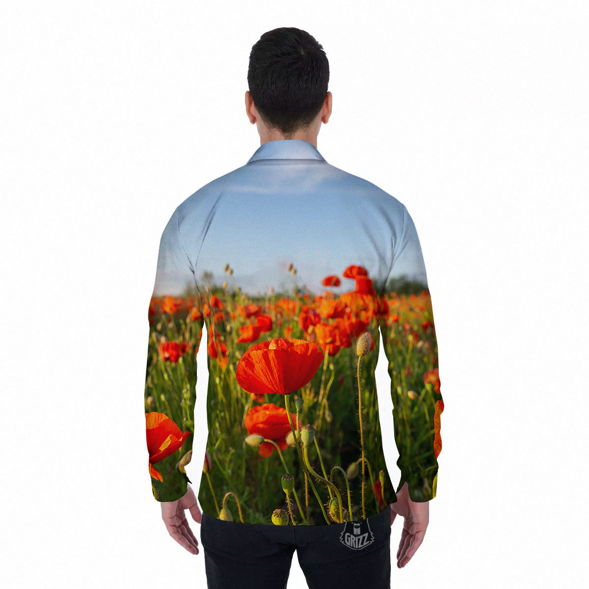 Remembrance Poppy Day Print Men's Long Sleeve Shirts-grizzshop