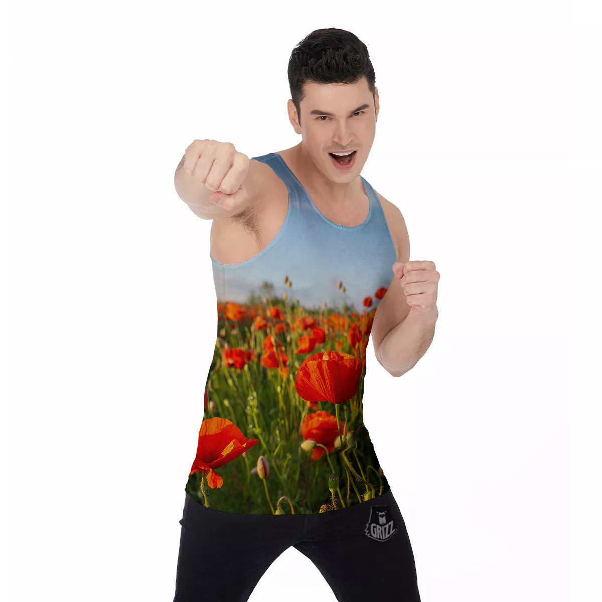 Remembrance Poppy Day Print Men's Tank Top-grizzshop