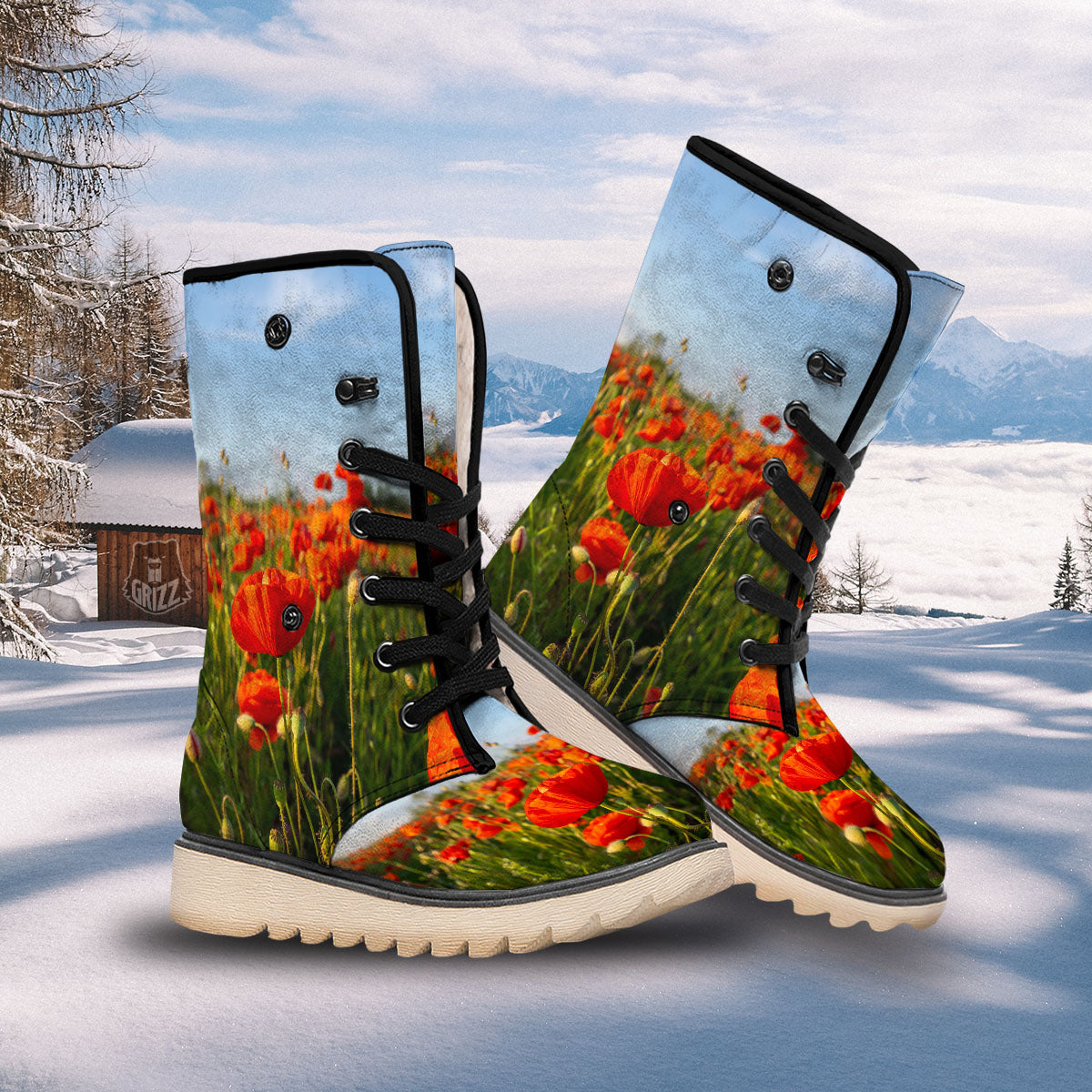 Remembrance Poppy Day Print Snow Boots-grizzshop