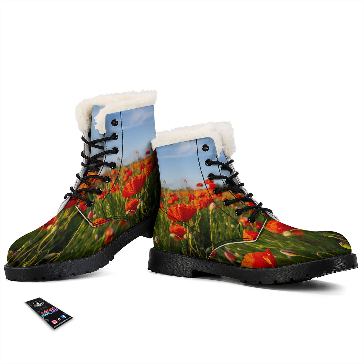Remembrance Poppy Day Print Winter Boots-grizzshop