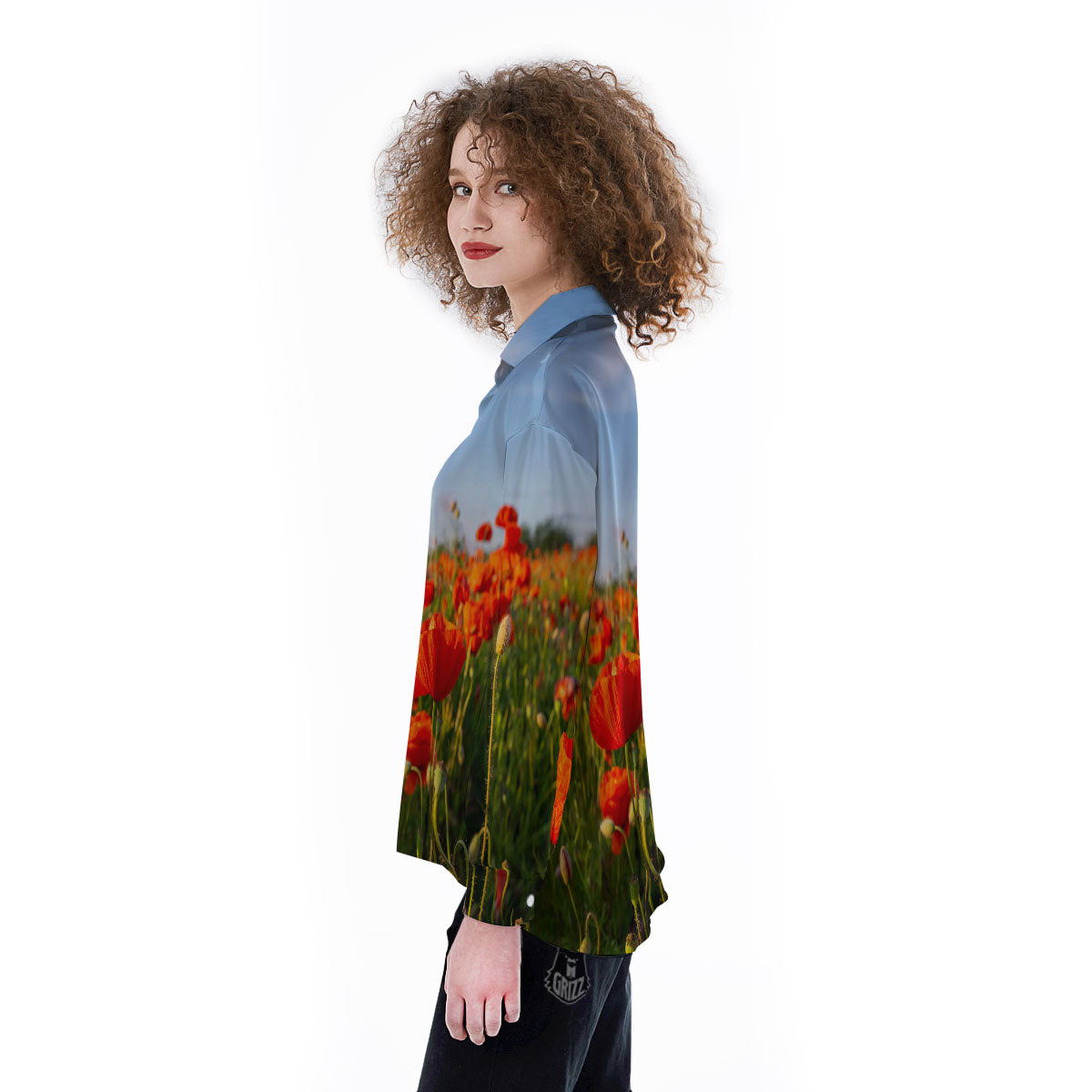Remembrance Poppy Day Print Women's Long Sleeve Shirts-grizzshop