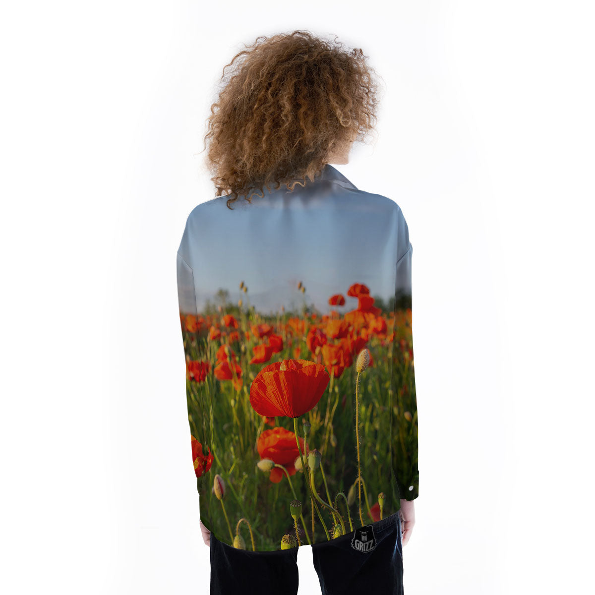 Remembrance Poppy Day Print Women's Long Sleeve Shirts-grizzshop