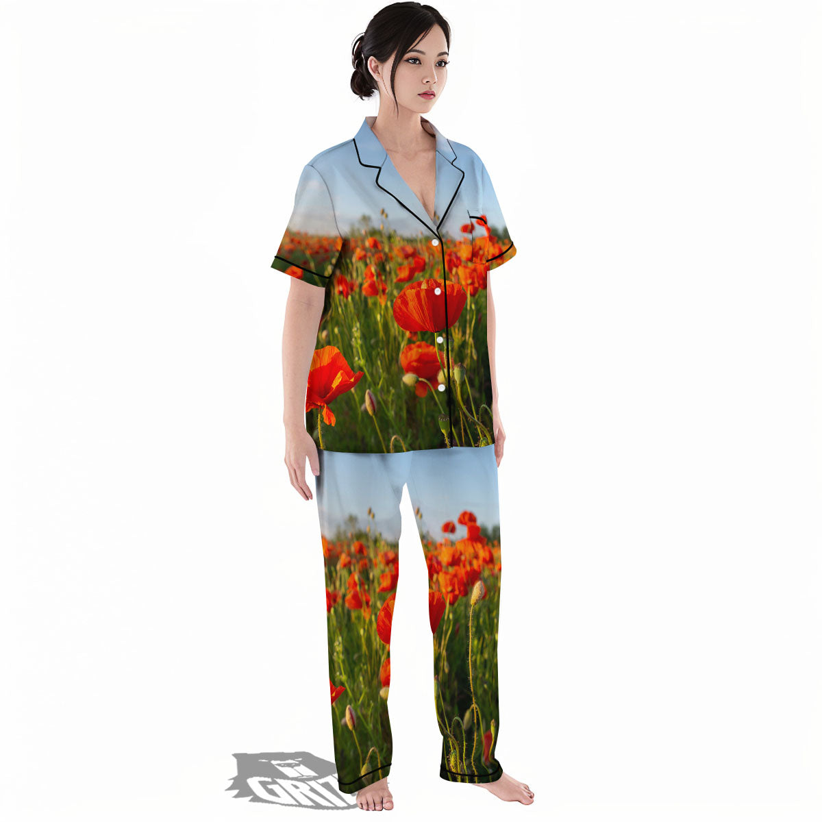 Remembrance Poppy Day Print Women's Pajamas Set-grizzshop