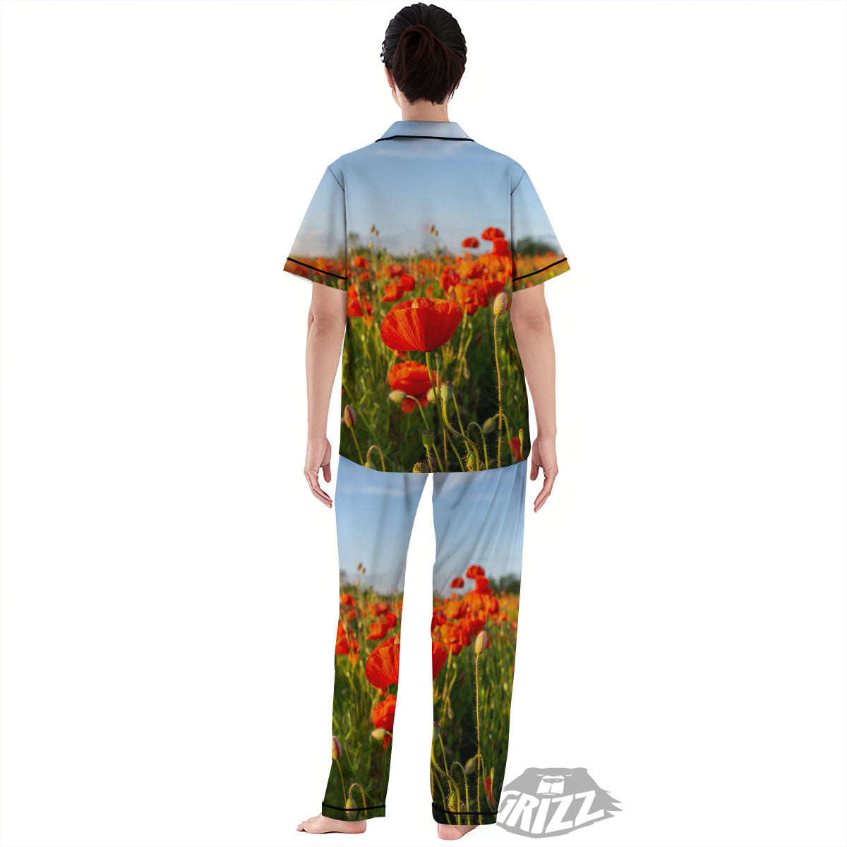 Remembrance Poppy Day Print Women's Pajamas Set-grizzshop