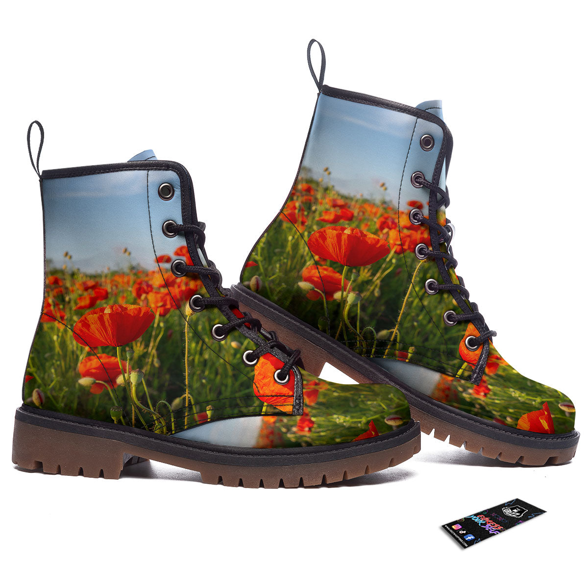 Remembrance Poppy Day Print Work Boots-grizzshop