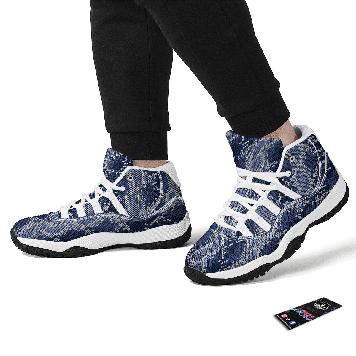 Reptile Snakskin Print White Bball Shoes-grizzshop