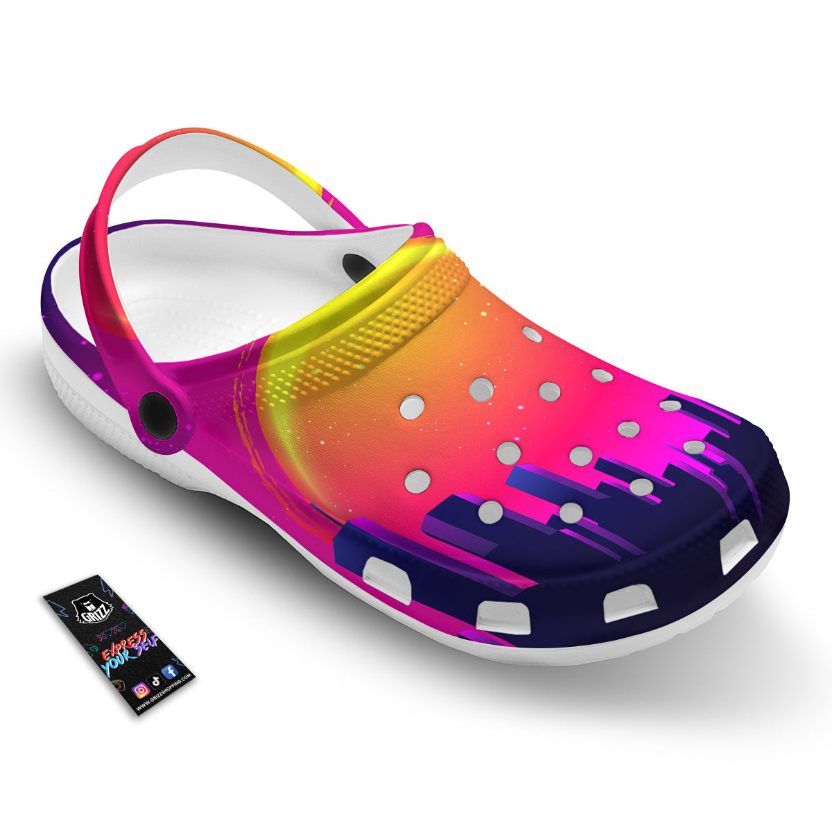 Retro City Sunrise Print Clog-grizzshop