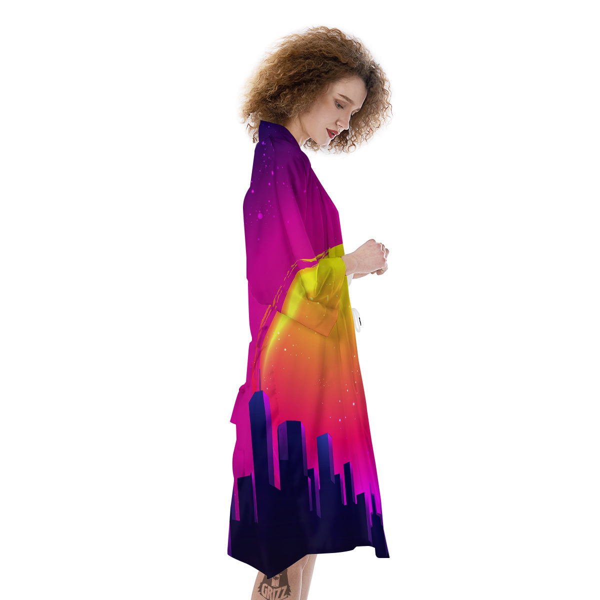 Retro City Sunrise Print Kimono-grizzshop