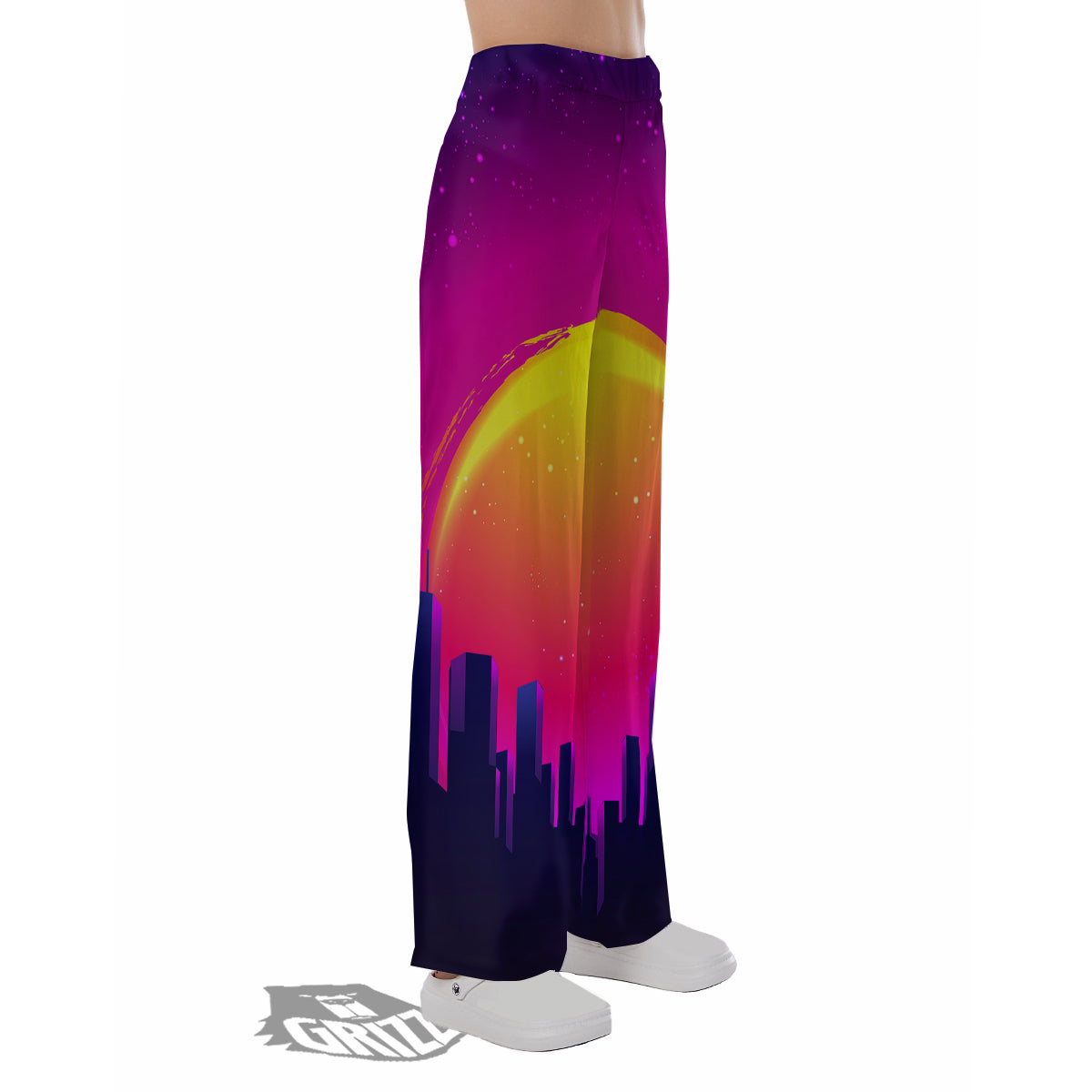 Retro City Sunrise Print Pajama Pants-grizzshop