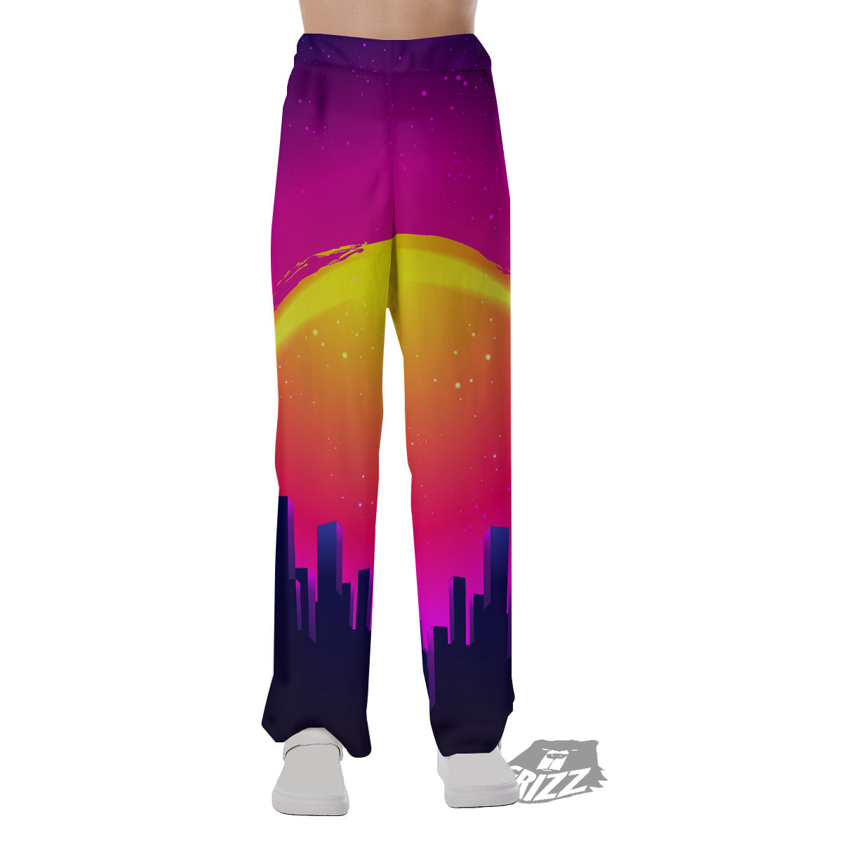 Retro City Sunrise Print Pajama Pants-grizzshop