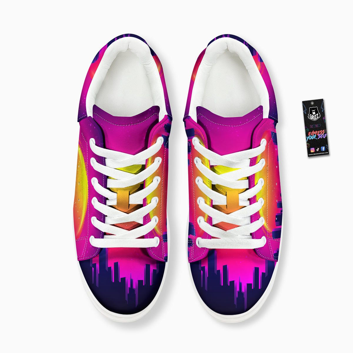 Retro City Sunrise Print Platform Shoes-grizzshop