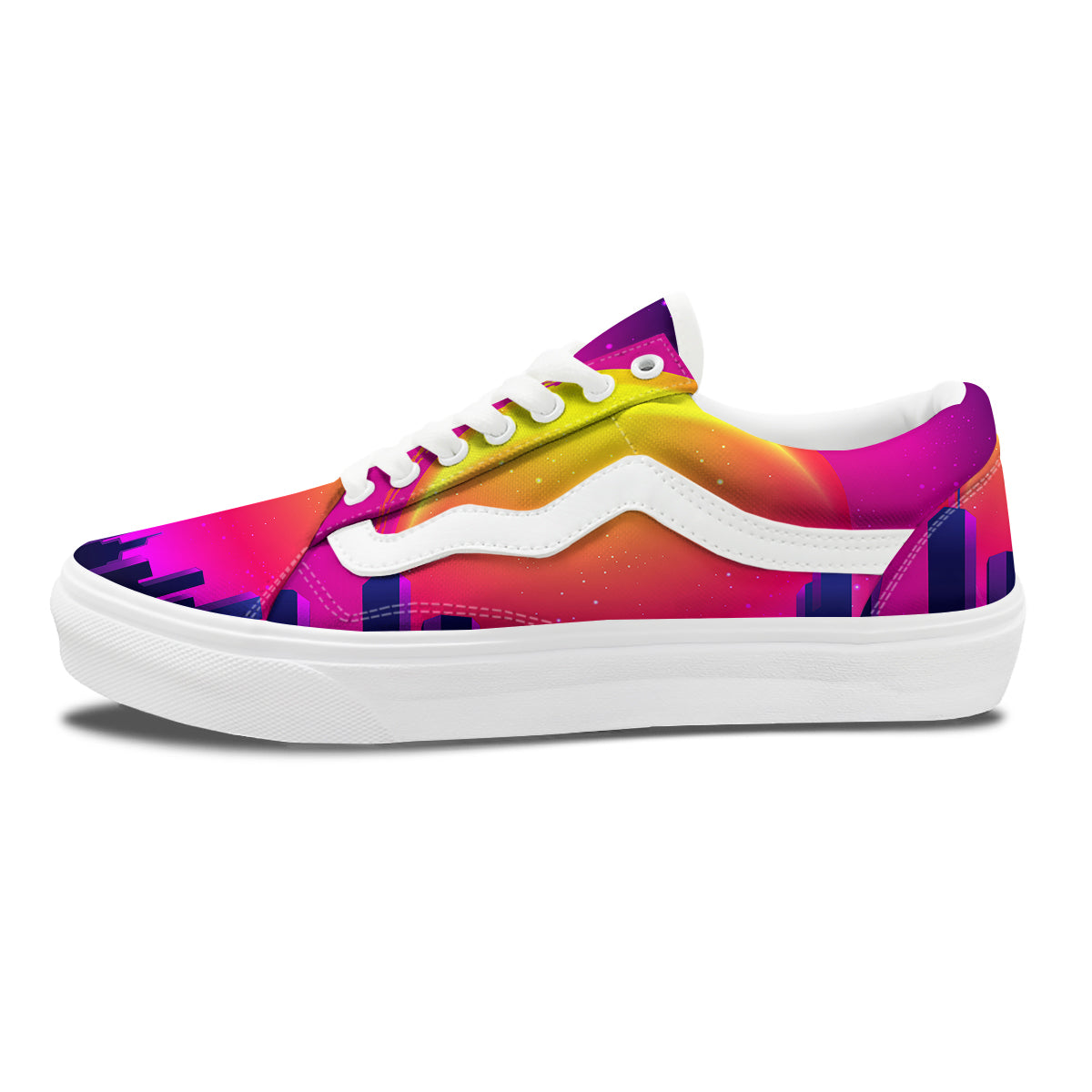 Retro City Sunrise Print Skate Shoes-grizzshop