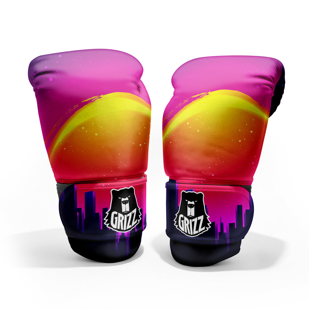 Retro City Sunrise Print Pro Boxing Glove