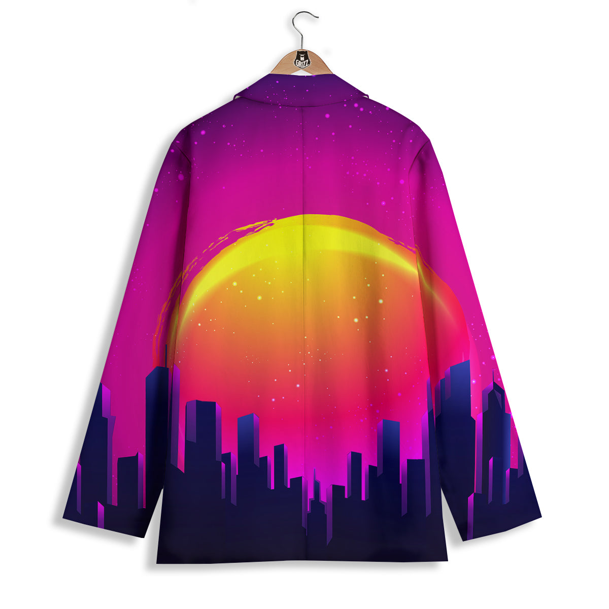 Retro City Sunrise Print Women's Blazer-grizzshop