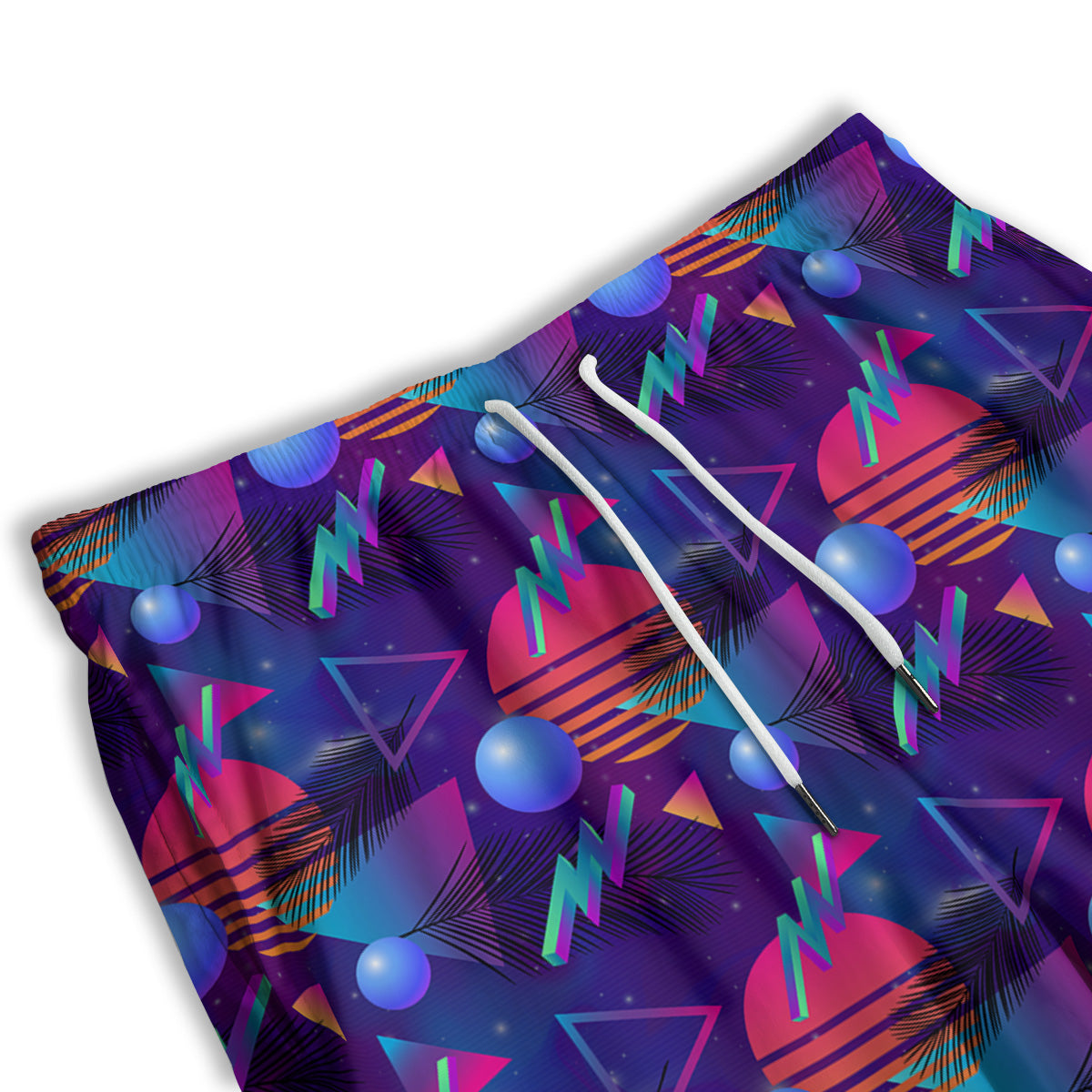 Retro Futuristic Neon Theme Print Pattern Men's Athletic Shorts