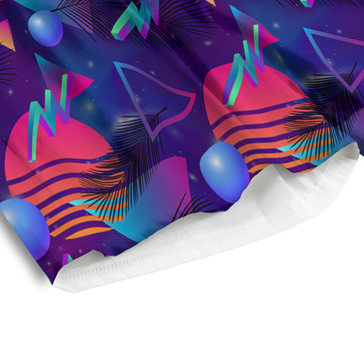 Retro Futuristic Neon Theme Print Pattern Men's Athletic Shorts