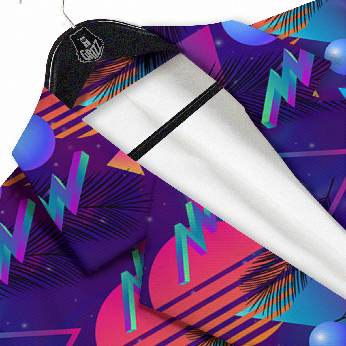 Retro Futuristic Neon Theme Print Pattern Men's Sport Coat-grizzshop