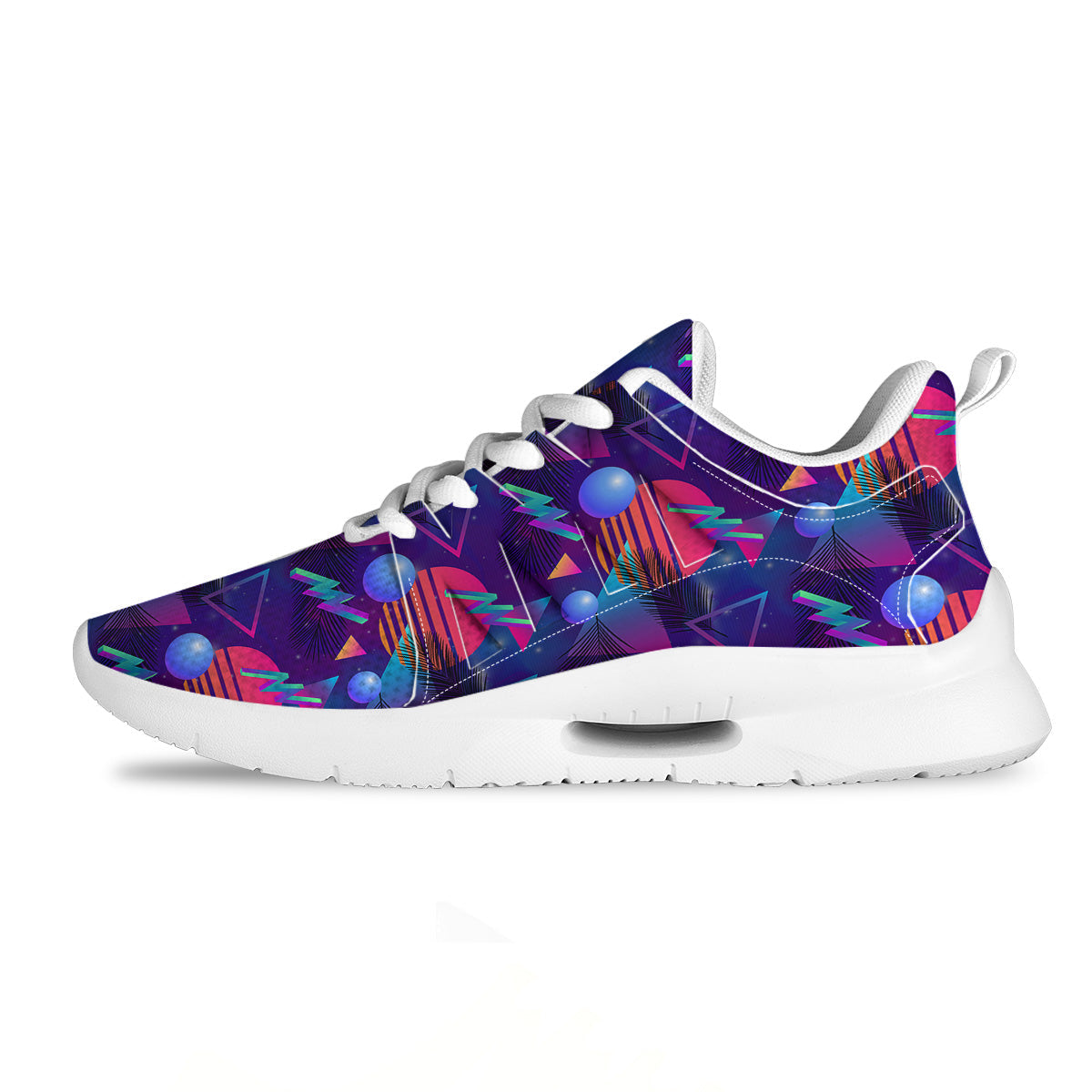 Retro Futuristic Neon Theme Print Pattern Tennis Shoes-grizzshop