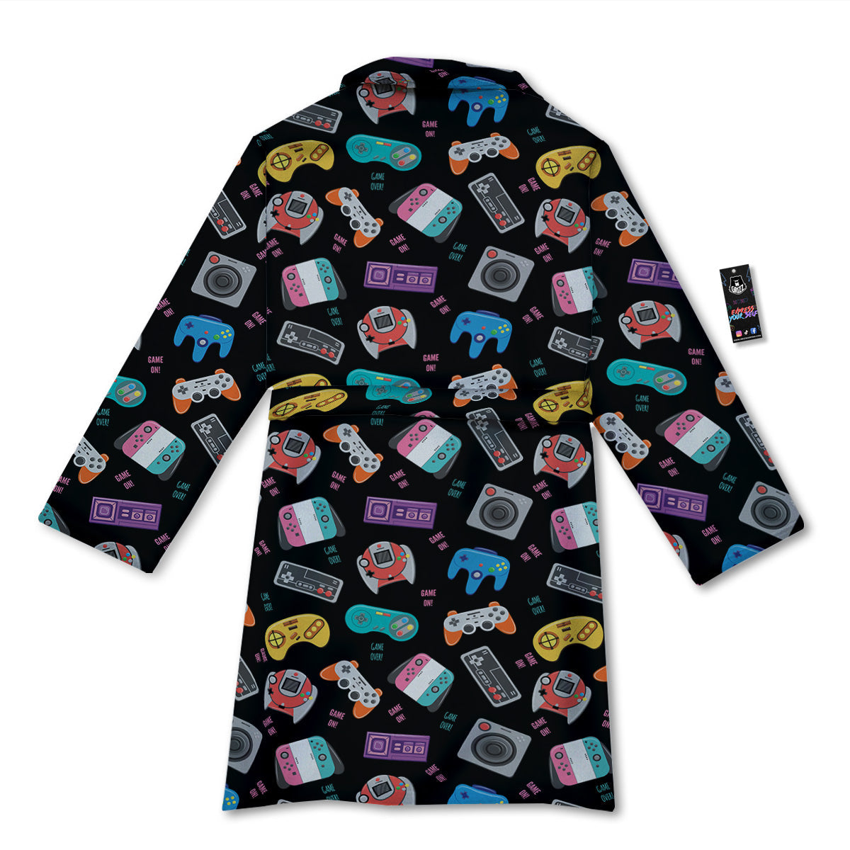 Retro Video Game Controller Print Pattern Bathrobe-grizzshop