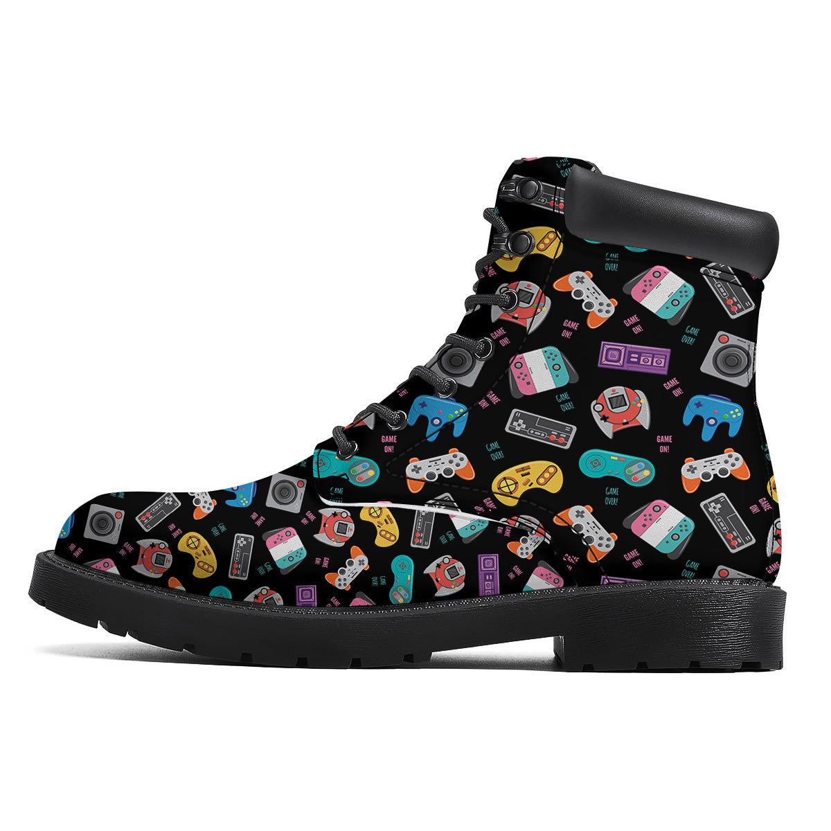 Retro Video Game Controller Print Pattern Boots-grizzshop