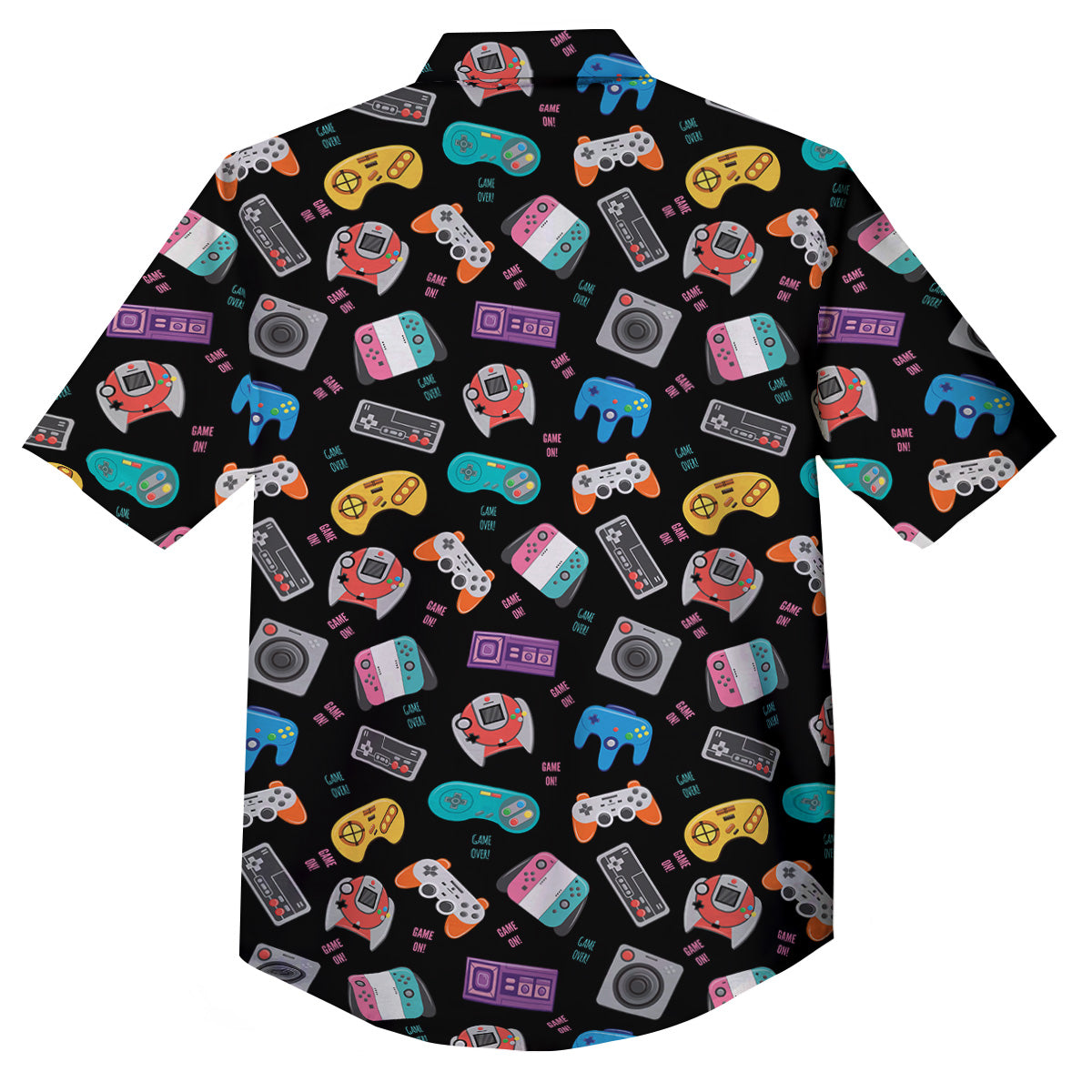 Retro Video Game Controller Print Pattern Button Up Shirt-grizzshop