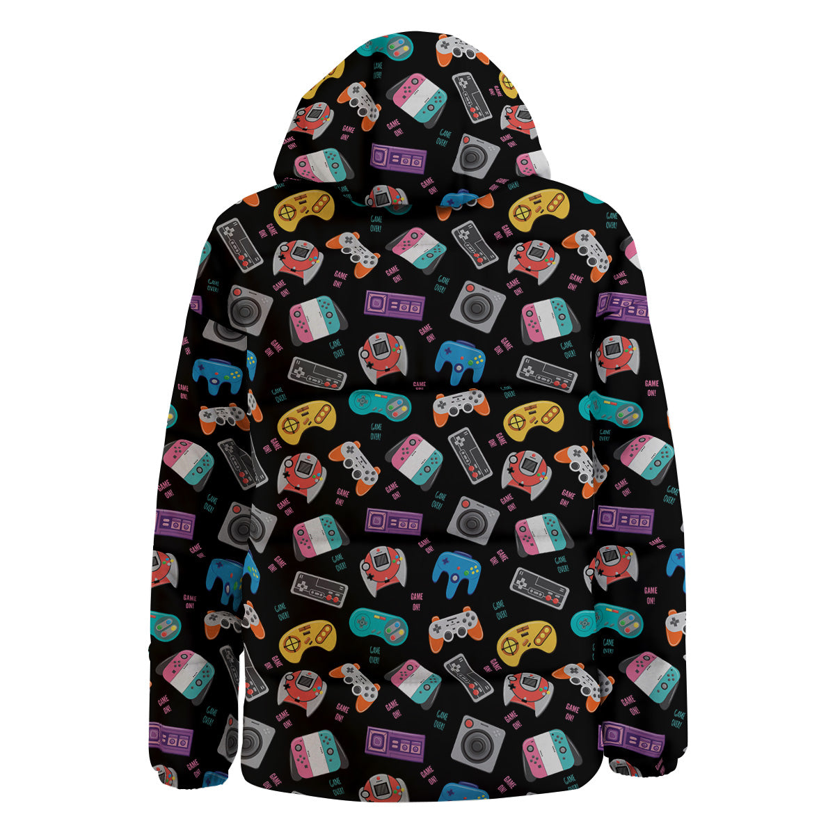 Retro Video Game Controller Print Pattern Down Jacket-grizzshop