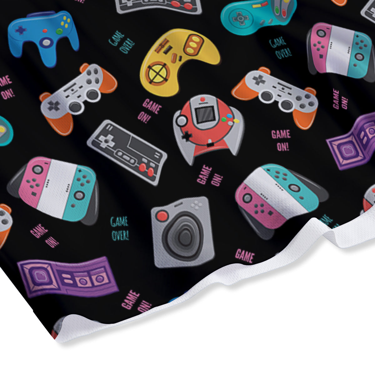 Retro Video Game Controller Print Pattern Mesh Shorts-grizzshop