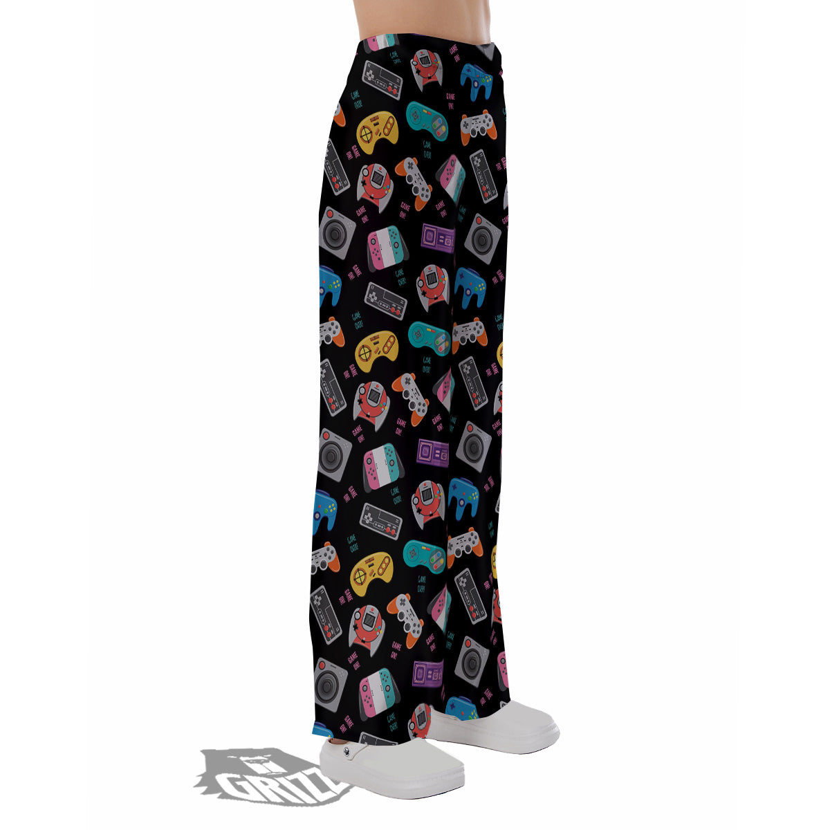 Retro Video Game Controller Print Pattern Pajama Pants-grizzshop