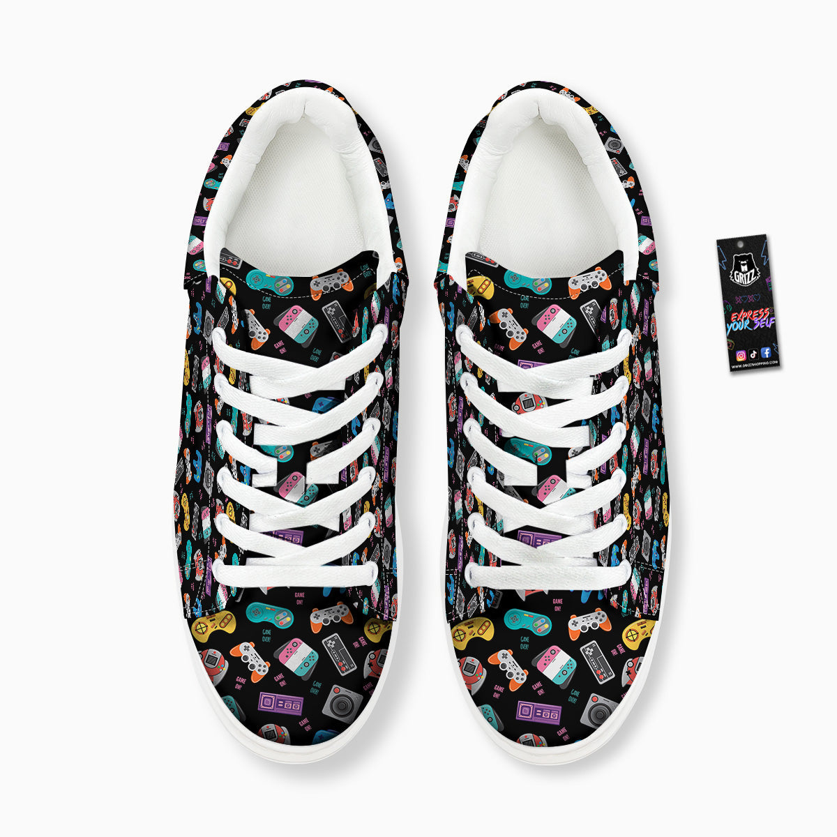 Retro Video Game Controller Print Pattern Platform Shoes-grizzshop