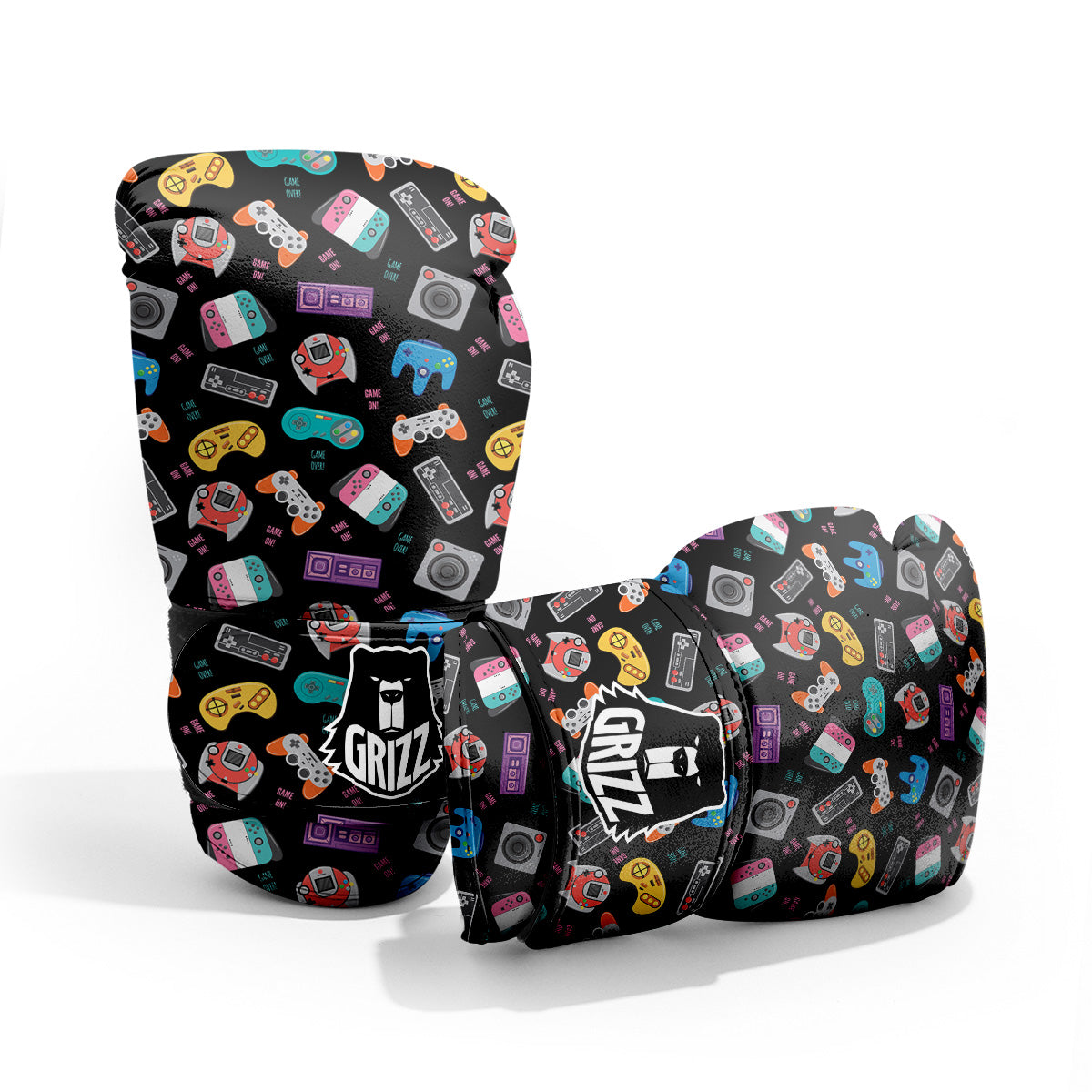 Retro Video Game Controller Print Pattern Sparring Gloves-grizzshop