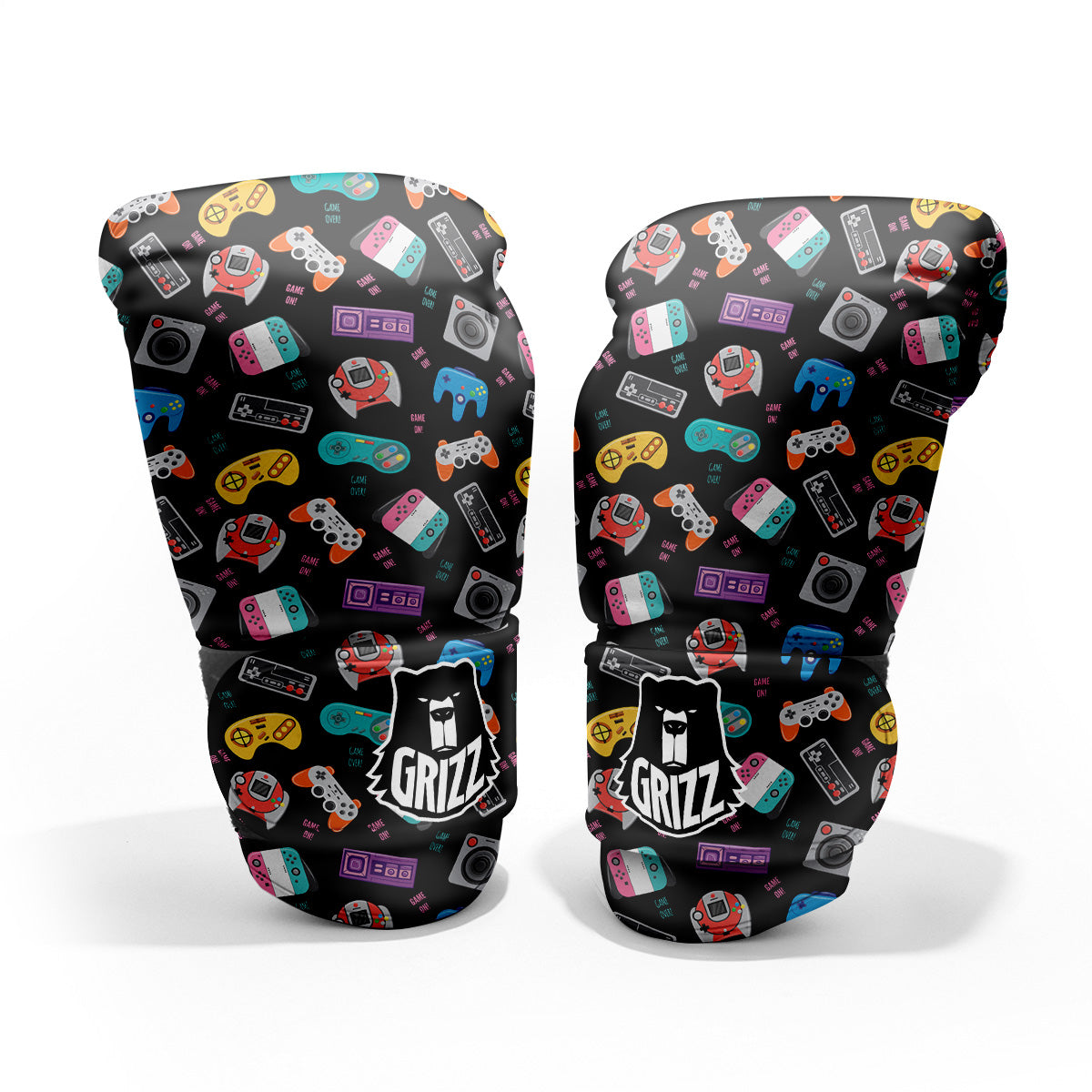 Retro Video Game Controller Print Pattern Sparring Gloves-grizzshop