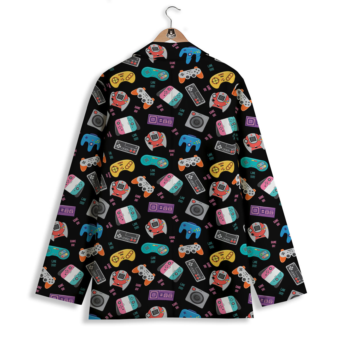 Retro Video Game Controller Print Pattern Women's Blazer-grizzshop
