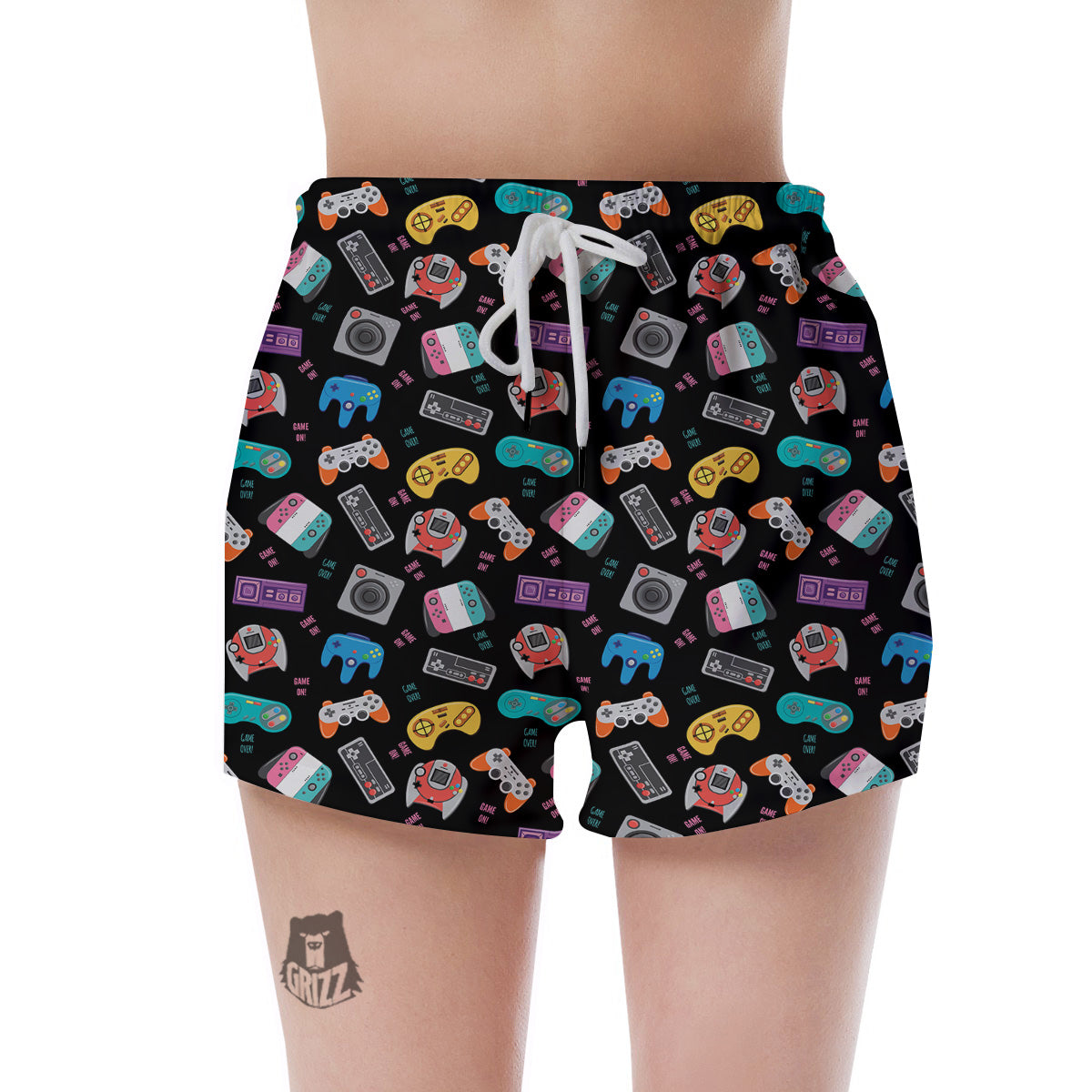 Retro Video Game Controller Print Pattern Women's Shorts-grizzshop
