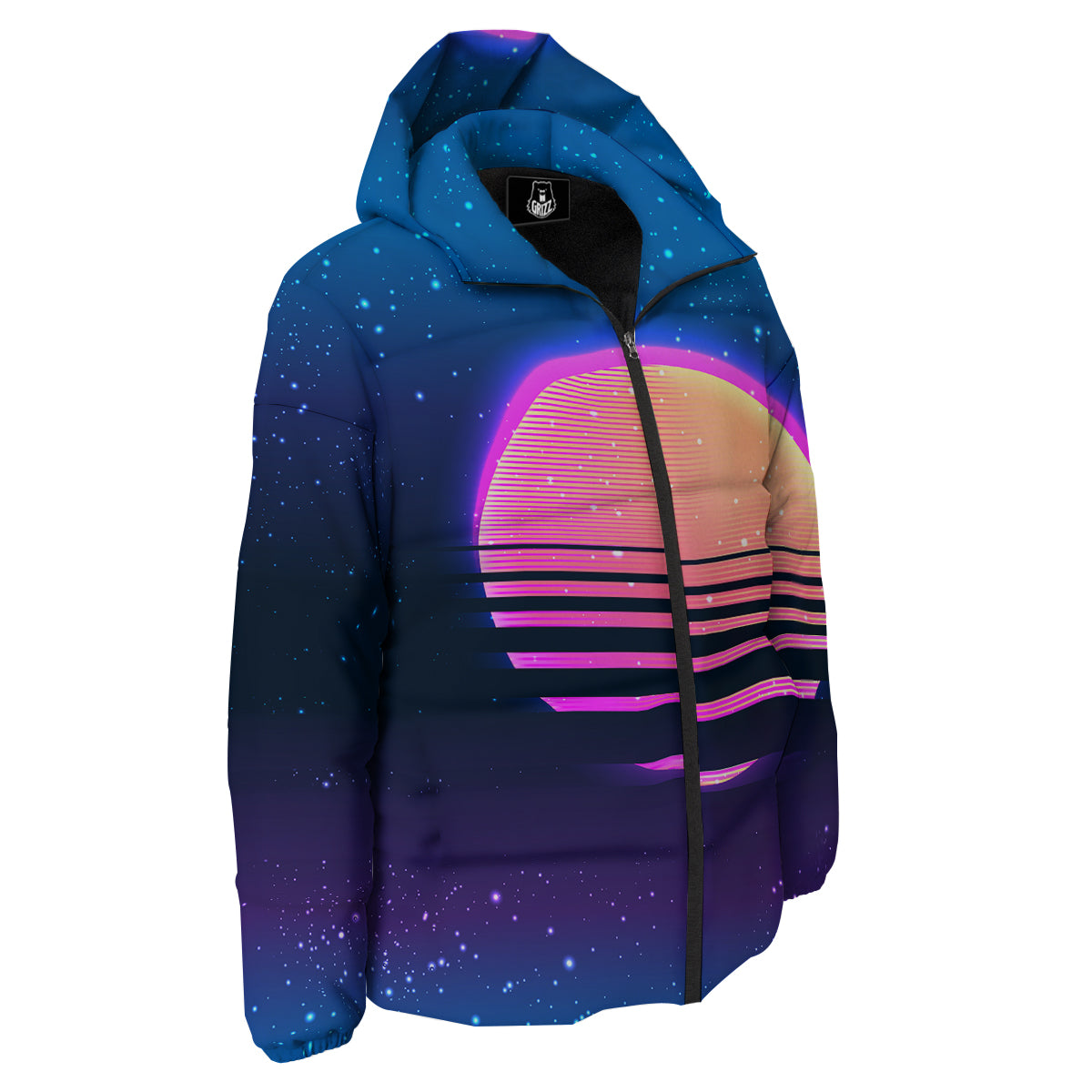 Retro Vintage Sun Print Down Jacket-grizzshop