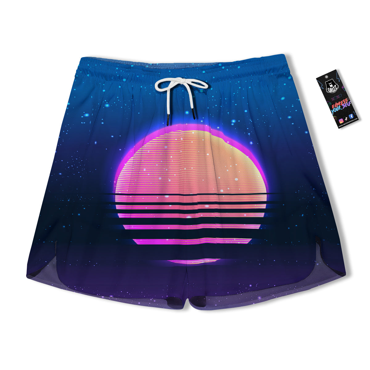Retro Vintage Sun Print Men's Running Shorts-grizzshop