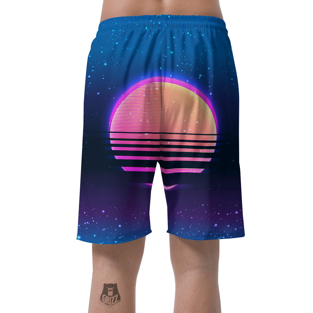 Retro Vintage Sun Print Men's Shorts-grizzshop