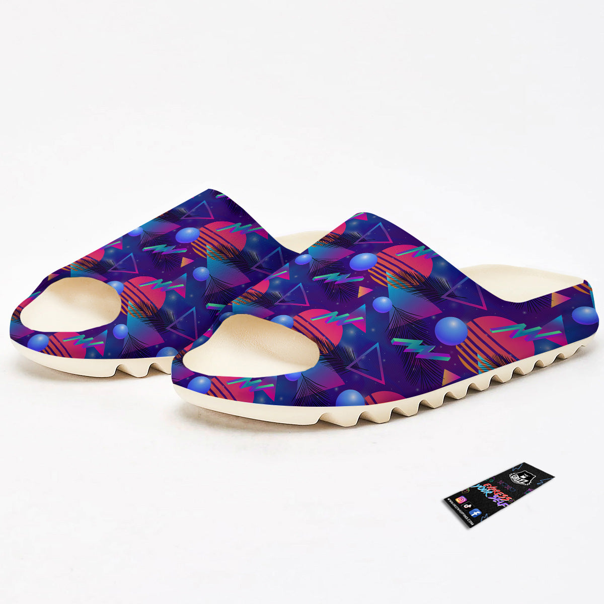 Retro Futuristic Neon Theme Print Pattern Sandals-grizzshop