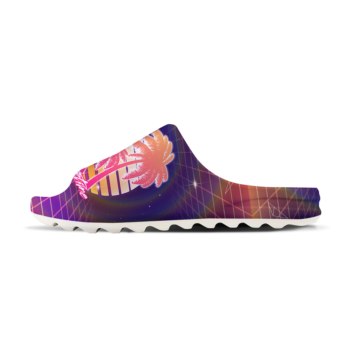 Retro Futuristic Palms Summer Time Print Sandals-grizzshop