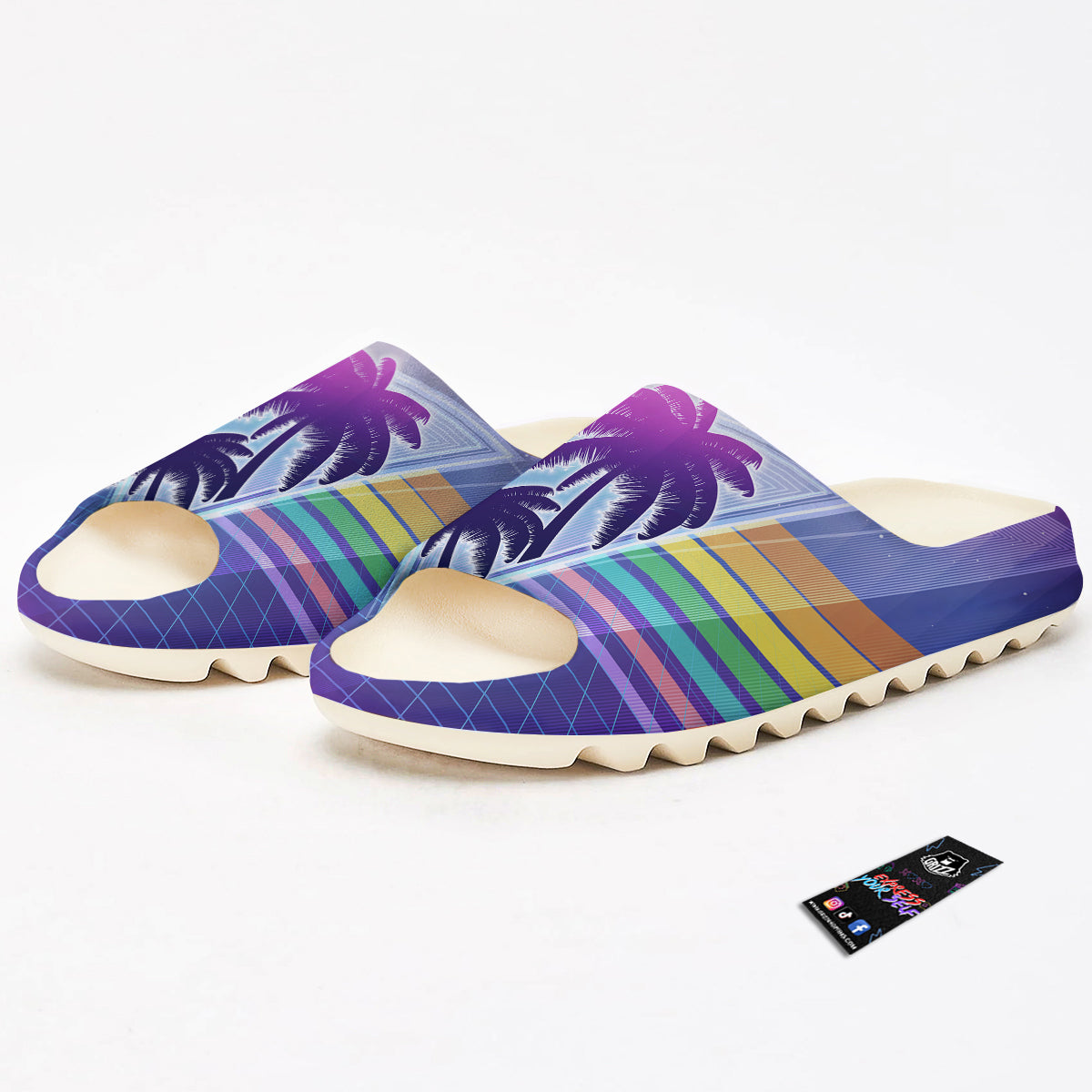 Retro Futuristic Palms Tree Print Sandals-grizzshop