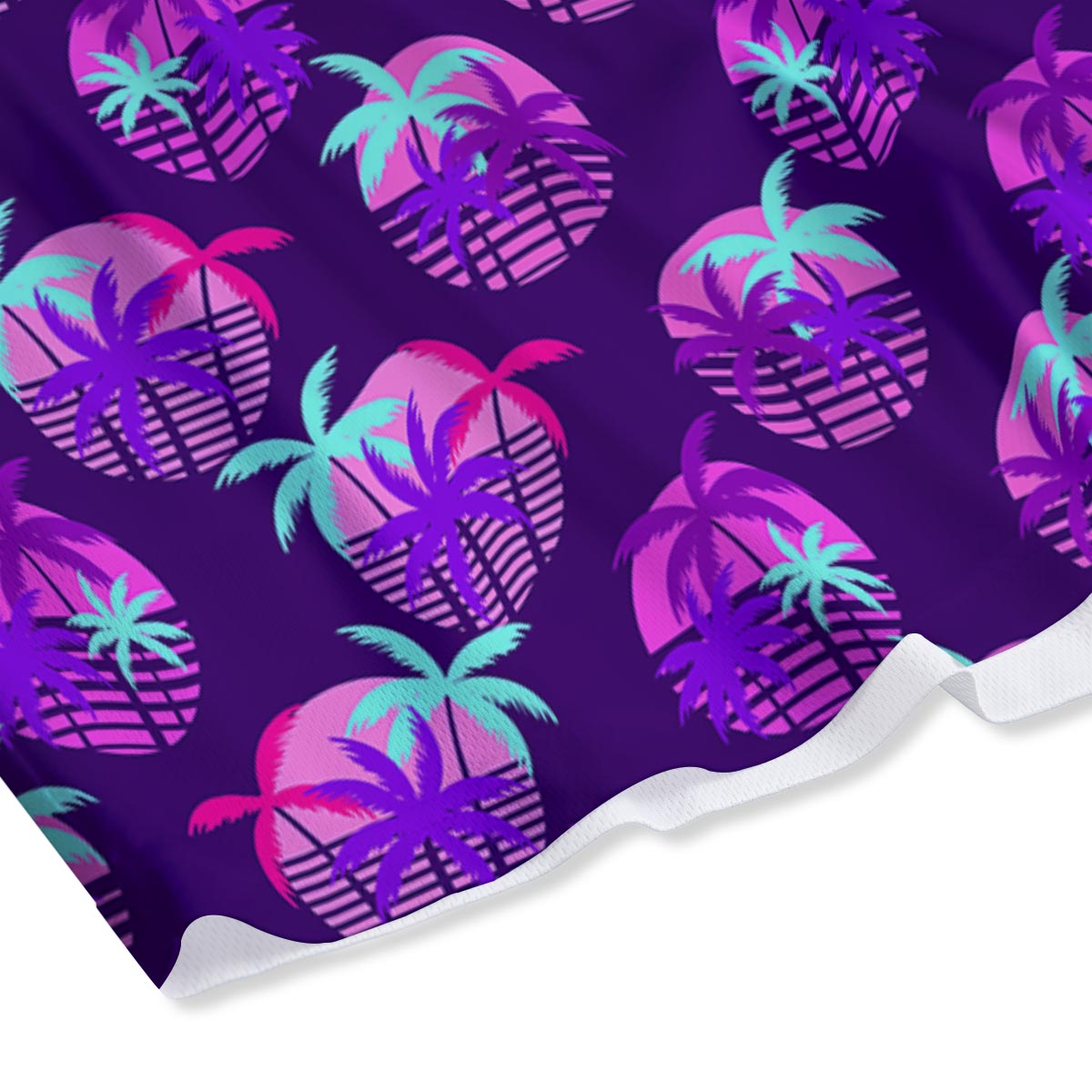 Retrowave Sunset Palm Tree Print Pattern Mesh Shorts
