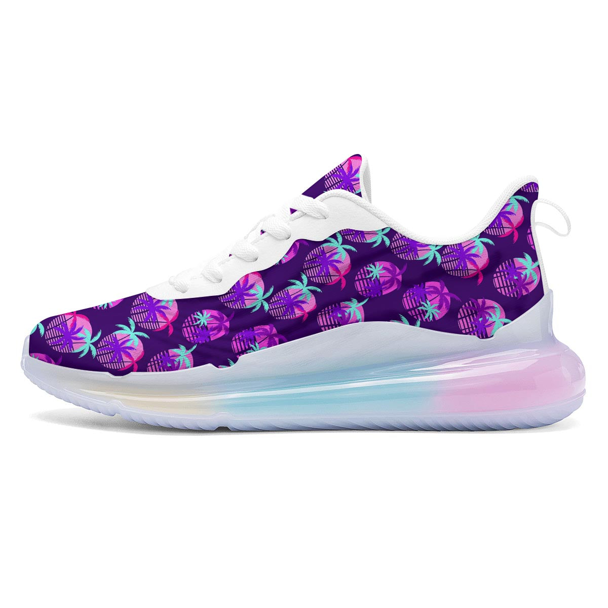 Retrowave Sunset Palm Tree Print Pattern Running Sneakers-grizzshop