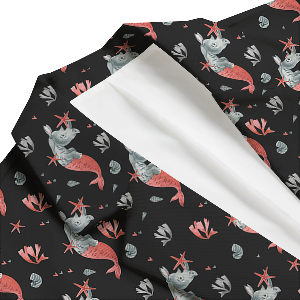 Rhino Mermaid Print Pattern Men's Blazer-grizzshop