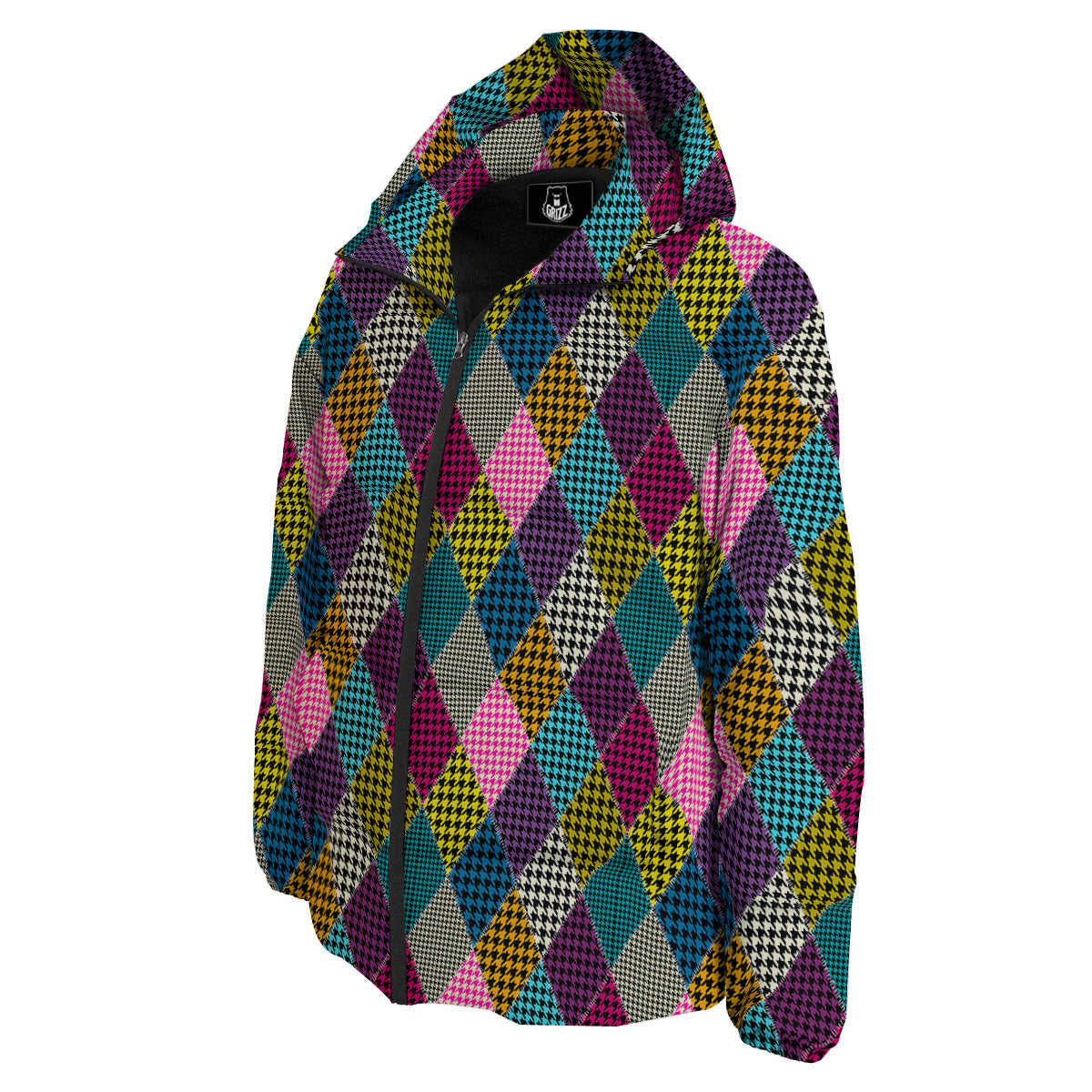 Rhombuses Houndstooth Colorful Print Pattern Down Jacket-grizzshop