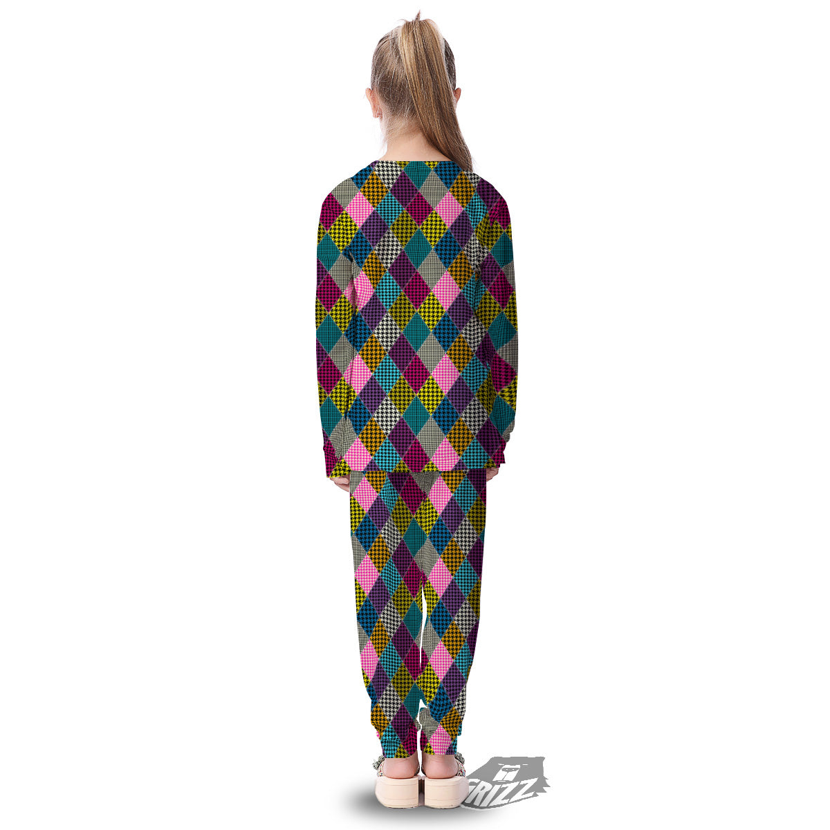 Rhombuses Houndstooth Colorful Print Pattern Kid's Pajamas-grizzshop
