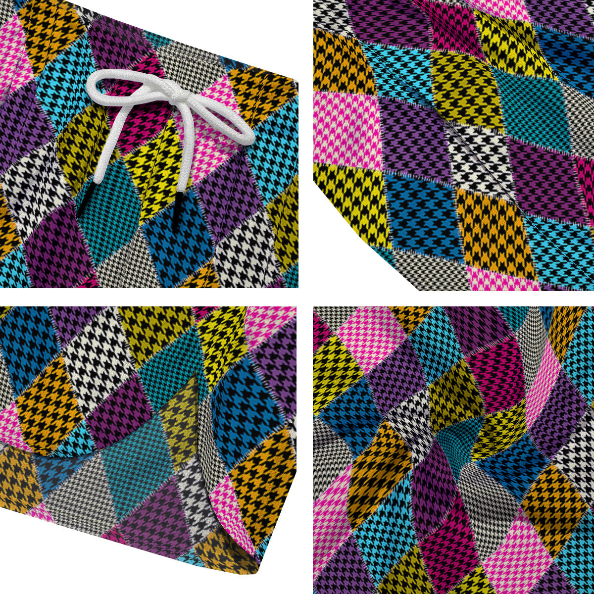 Rhombuses Houndstooth Colorful Print Pattern Men's Running Shorts-grizzshop
