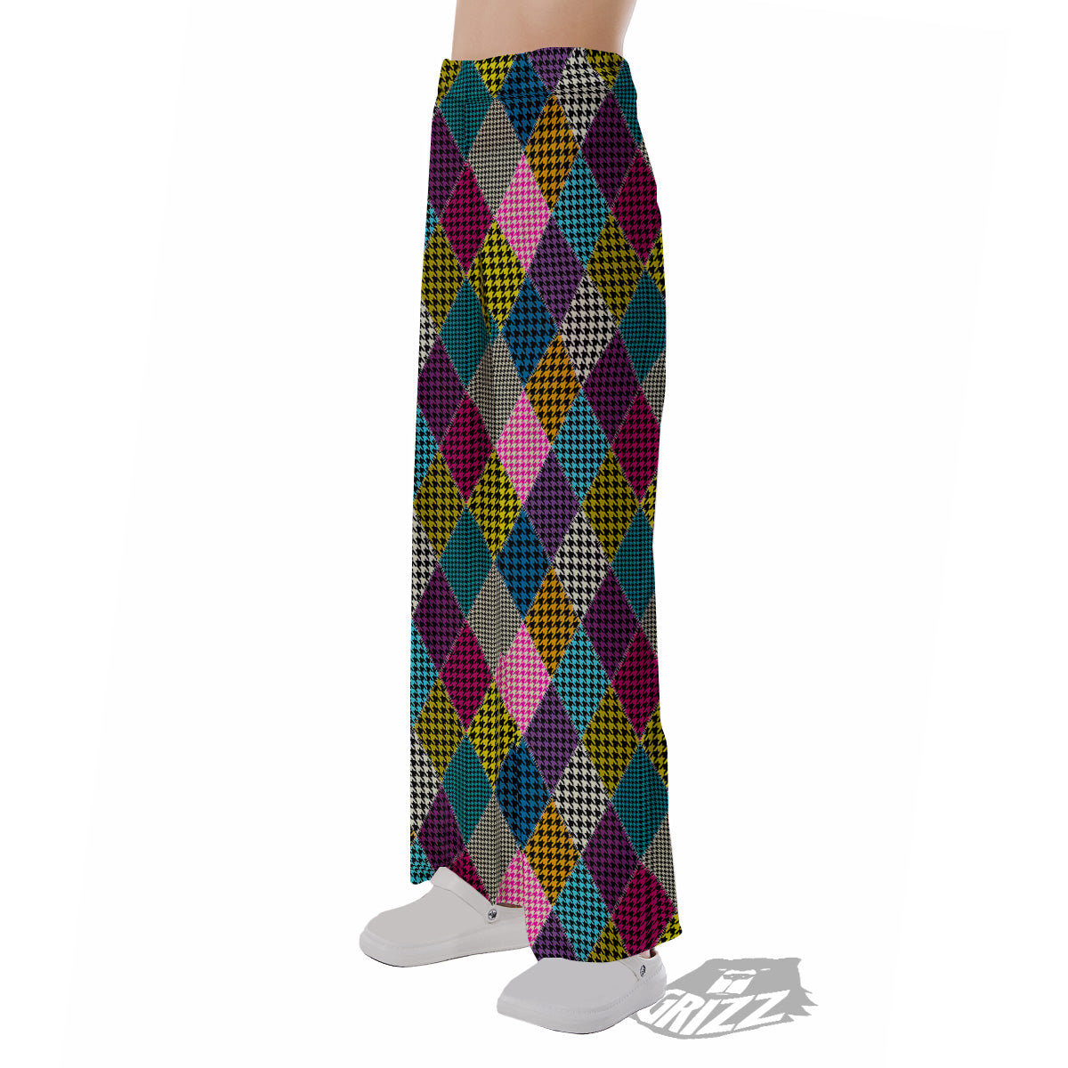 Rhombuses Houndstooth Colorful Print Pattern Pajama Pants-grizzshop