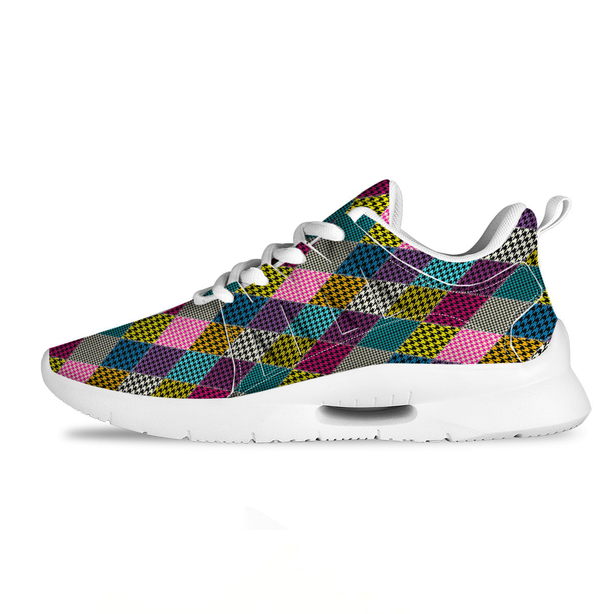 Rhombuses Houndstooth Colorful Print Pattern Tennis Shoes-grizzshop