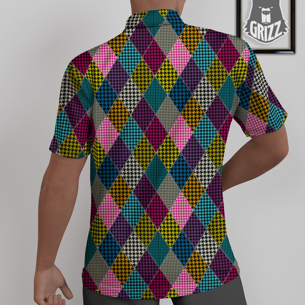 Rhombuses Houndstooth Colorful Print Pattern Untucked Shirts-grizzshop