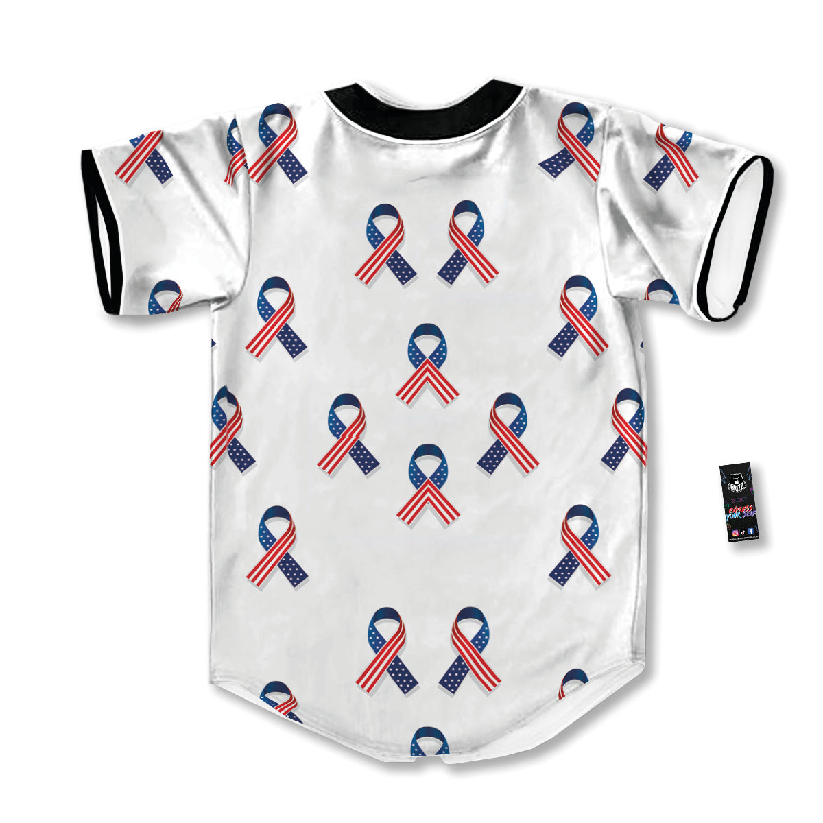 Ribbon American Flag Print Pattern Baseball Jersey-grizzshop